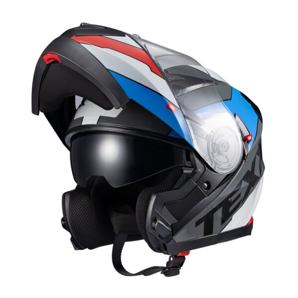 Capacete Texx Esc Gladiator V3 Reisen Azu Verm Branc Bril 58 - Imagem 9