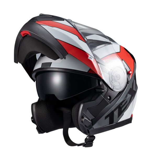 Capacete Texx Esc Gladiator V3 Reisen Verm Branc Bril 56 - Imagem 9