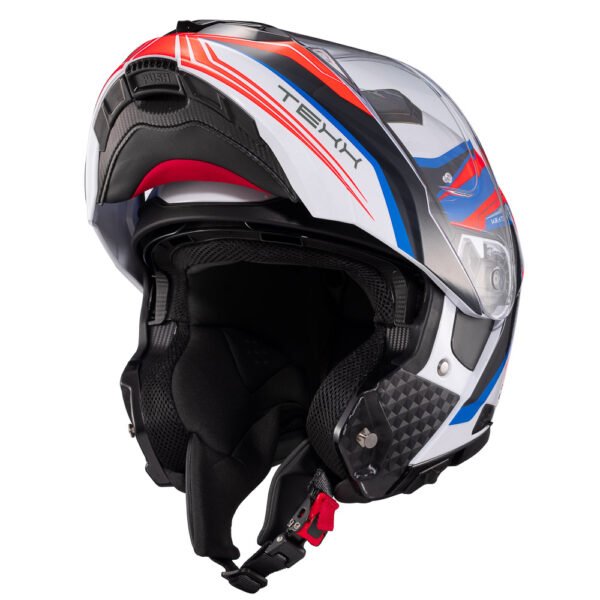 Capacete Texx Escam Kratos Nomade Branc Azu Verm Bril 60 - Imagem 8