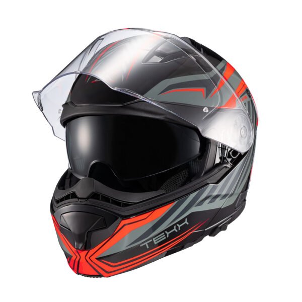 Capacete Texx Escam Kratos Nomade Pret Verm Cinz Bril 60 - Imagem 6