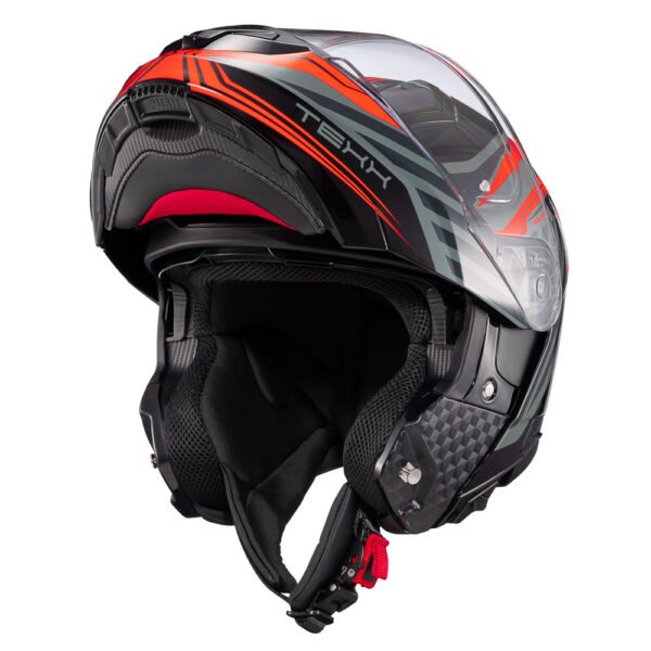 Capacete Texx Escam Kratos Nomade Pret Verm Cinz Bril 60 - Imagem 8